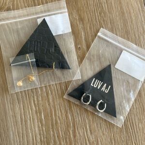 Luv AJ Gold Spiral Necklace and Silver Hoop Earrings 2 Pair NWT